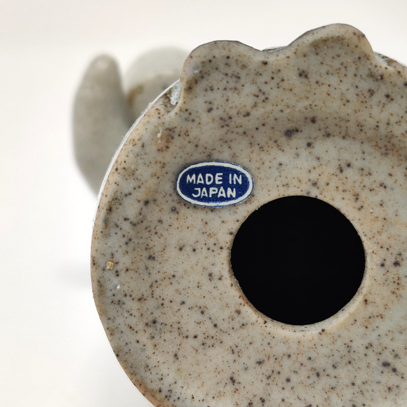 Japanese Pottery Stoneware Sweet Couple Holding Pots Blue Cream Cute Kawaii 5" - Picture 5 of 16